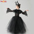 Black Devil Tutu Costume Gothic Halloween Girls Fancy Tutu Dress with Feather Gown Dress